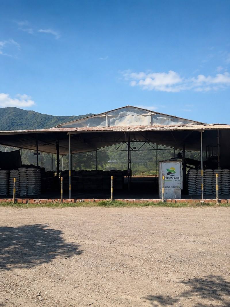 Fachada y acceso a la planta de Norfosfatos